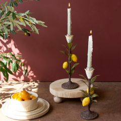 Lovely Lemons Painted Metal Candle Holders Set of 2
