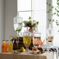 Lovely Lidded Glass Beverage Dispenser One of Each