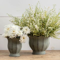 Lovely Scalloped Metal Planter Set of 2
