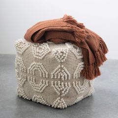 Luxurious New Zealand Wool and Jute Pouf