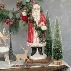 Mache Santa With Garland Figure