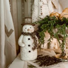 Mache Tabletop Snowman With Scarf