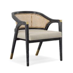 Mahogany Wood and Cane Accent Chair