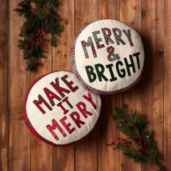 Make it Merry Round Tartan Accent Pillow
