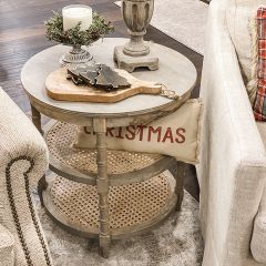 Mango Wood and Cane Side Table