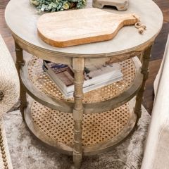 Mango Wood and Cane Side Table