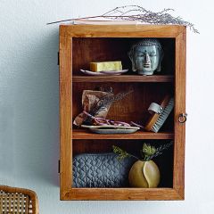 Glass Door Mango Wood Cabinet