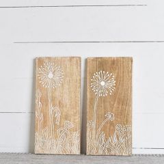 Mango Wood Dandelion Wall Art Set of 2