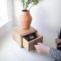 Mango Wood Tabletop Drawer Storage Box