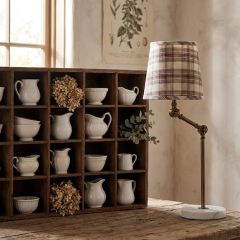 Marble Base Buffet Lamp with Plaid Shade