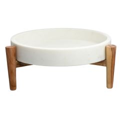 Marble Bowl With Wood Stand