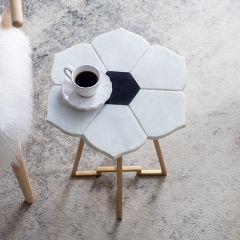 Marble Flower Top Accent Table 24 Inch