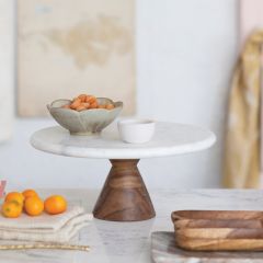 Marble Top Pedestal Cake Plate