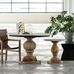 Marble Top Round Pedestal Dining Table