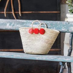 Market Tote Bag with Pom Poms 22 inch