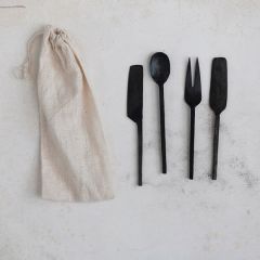 Matte Black Appetizer Utensil Set of 4