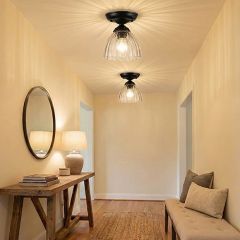 Matte Black Semi Flush with Clear Glass