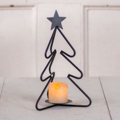Matte Black Wrought Iron Christmas Tree Votive Holder