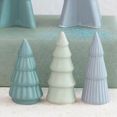 Matte Finish Stoneware Christmas Tree Set of 6