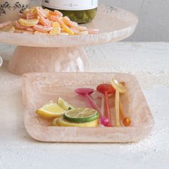Matte Marbled Blush Rectangle Tray