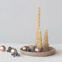 Matte Tan Stoneware Advent Taper Holder