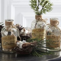 Mercury Glass Christmas Bottle Set of 3