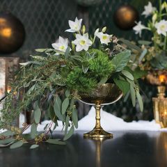 Mercury Glass Gold Compote 7 Inch