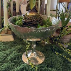 Mercury Glass Silver Compote 7 Inch