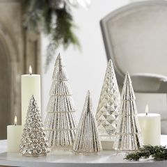 Mercury Glass Silver Tree Set of 3