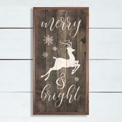 Merry And Bright Framed Rustic Wall Sign