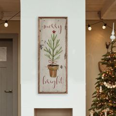 Merry Bright Tree Whitewash Wall Art