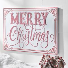 Merry Christmas Embossed Metal Wall Sign