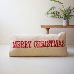 MERRY CHRISTMAS Large Natural Accent Pillow