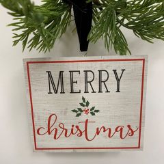 Merry Christmas Ornament With Ribbon Hanger