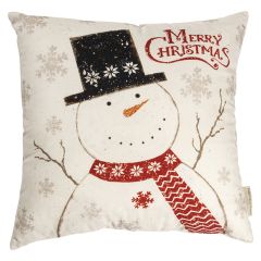 Merry Christmas Snowman Pillow