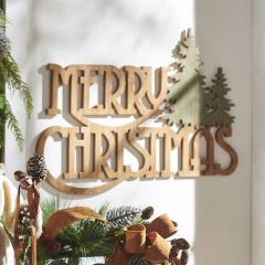 Merry Christmas Trees Cutout Wall Sign