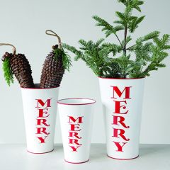 Merry Holiday Flower Bucket Set of 3