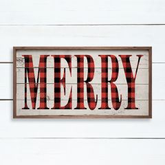 Merry Plaid Whitewash Wood Wall Sign