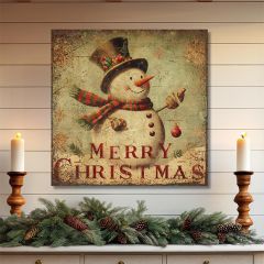 Merry Snowman Canvas Wall Art