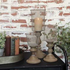 Mesh Goblet Pedestal Candle Holder Set of 3
