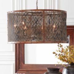Metal and Mesh Rustic Drum Light