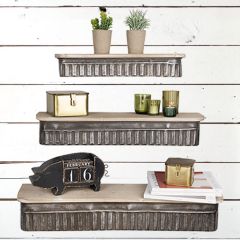 Metal and Wood Shelves, Set of 3