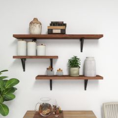 Metal and Wood Wall Shelves Set of 3