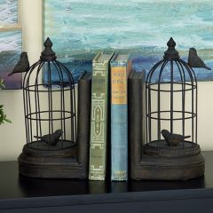 Metal Birdcage Bookends