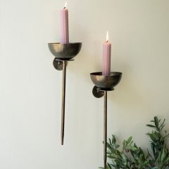 Metal Bowl Taper Candle Sconce Set of 2