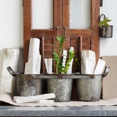 Metal Bucket Planter Trio With Handles