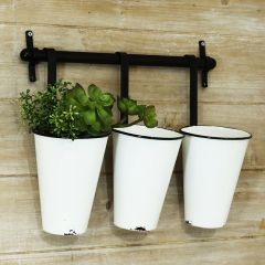 Metal Bucket Wall Planter Trio