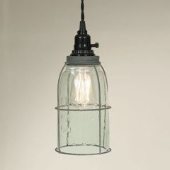 Metal Cage Recycled Mason Jar Pendant Light