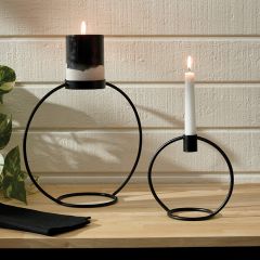 Metal Circle Candle Holder Set of 2