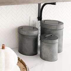 Metal Containers With Lids and Handles Set of 3
